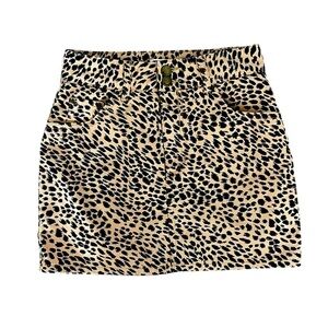 Billabong | Animal Print Cotton 5-Pocket Denim Mini Skirt | Black/Tan | Size 27